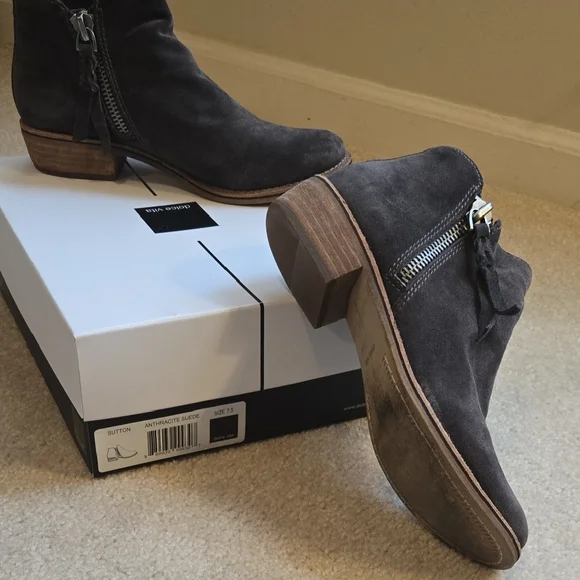 Dolce Vita Dark Gray Suede Ankle Booties - Picture 2 of 5